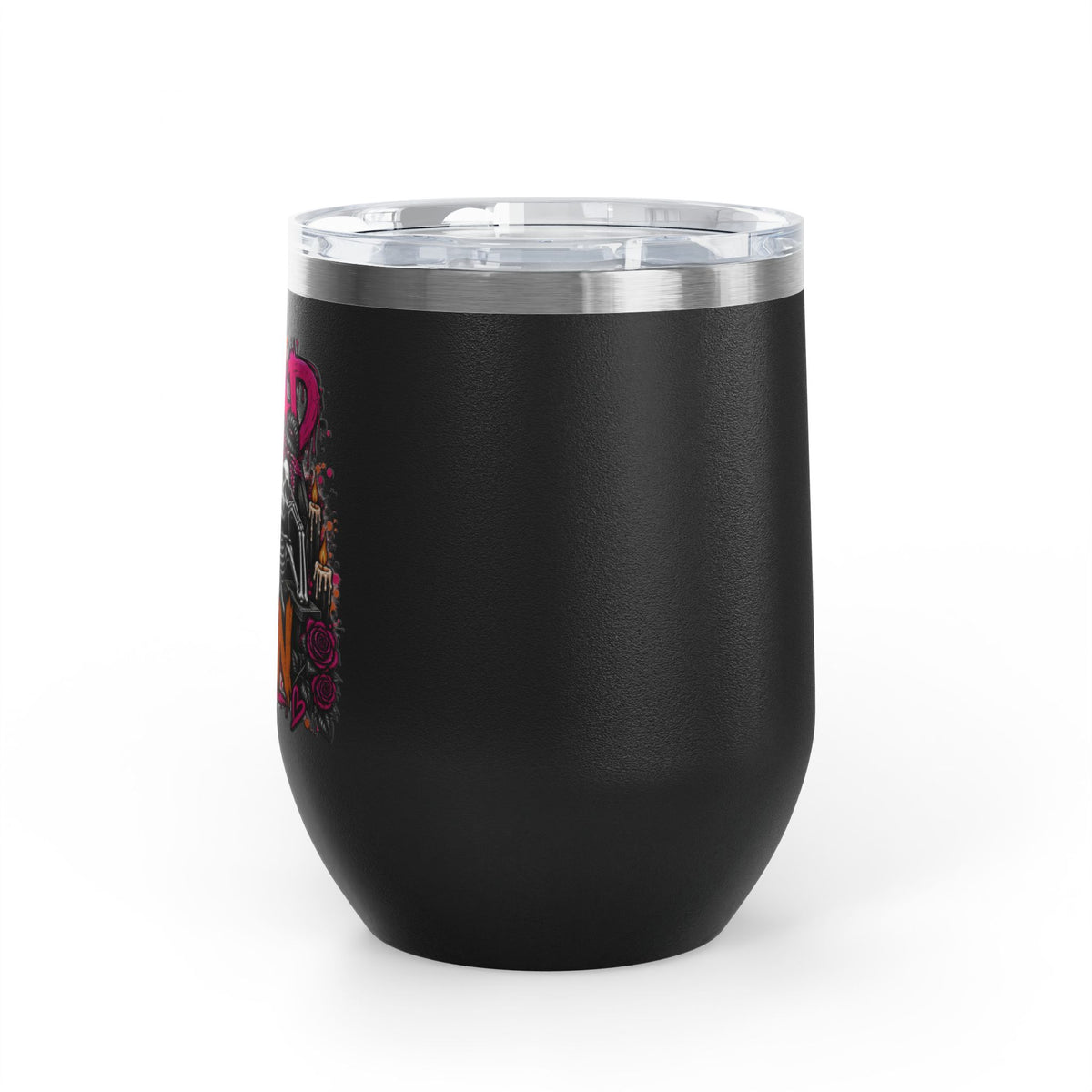 Too Dead To Give A Damn 12oz Wine Tumbler | Sarcastic Gothic Stainless Steel Cup by Subbin4Sanity