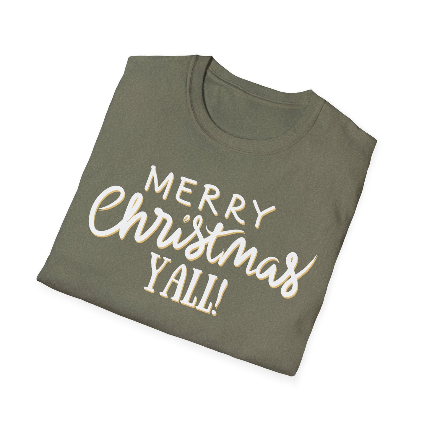 Merry Christmas Y’all Text Graphic T-Shirt | Southern Holiday Tee by Subbin4Sanity