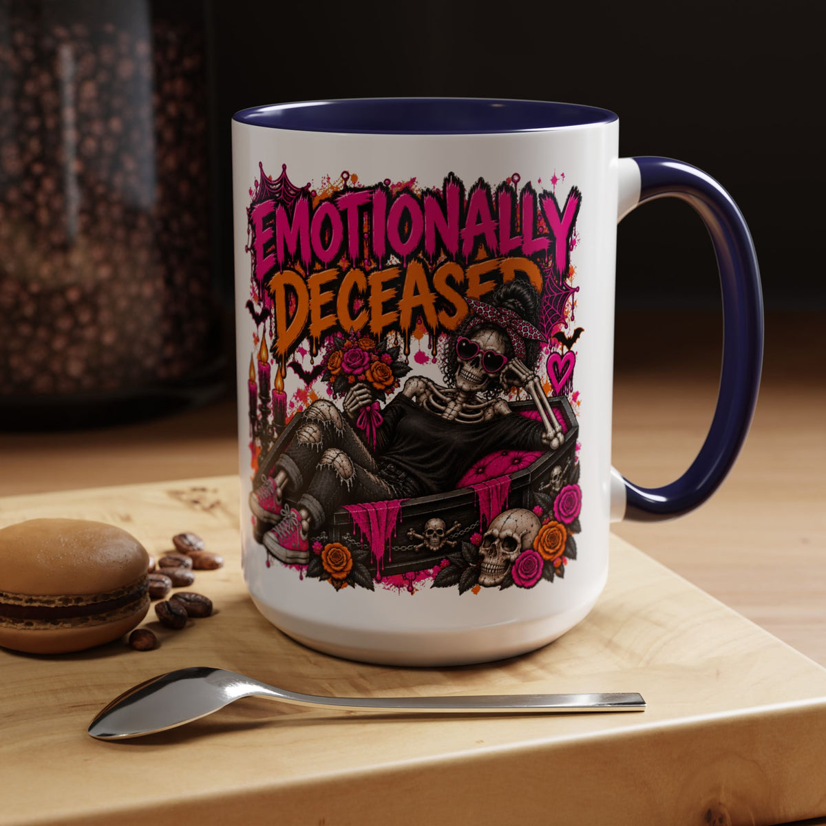 Emotionally Deceased Coffee Mug | Sarcastic Gothic Ceramic Mug by Subbin4Sanity