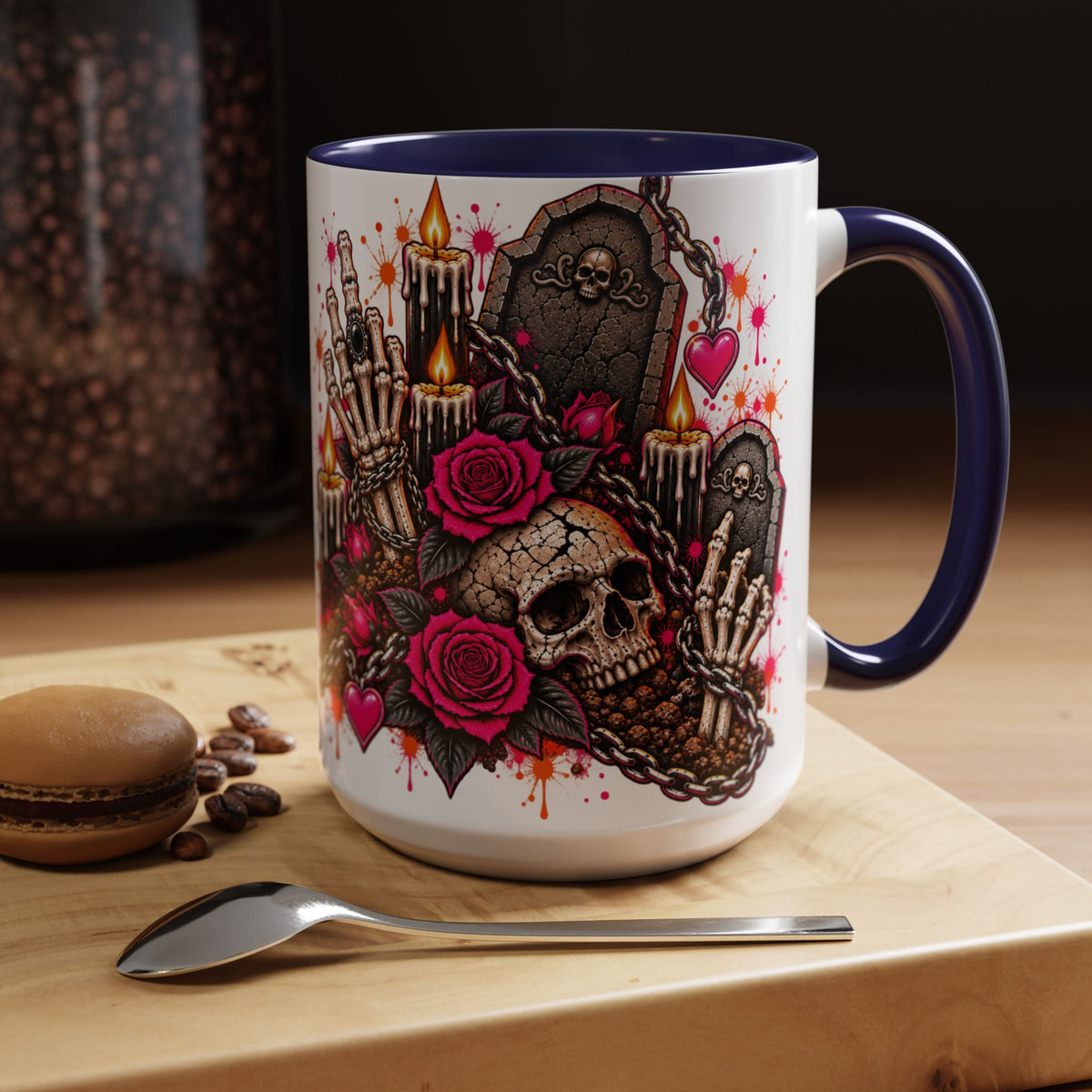 Dirt & Defiance Coffee Mug | Gothic Skull & Coffin Ceramic Mug by Subbin4Sanity