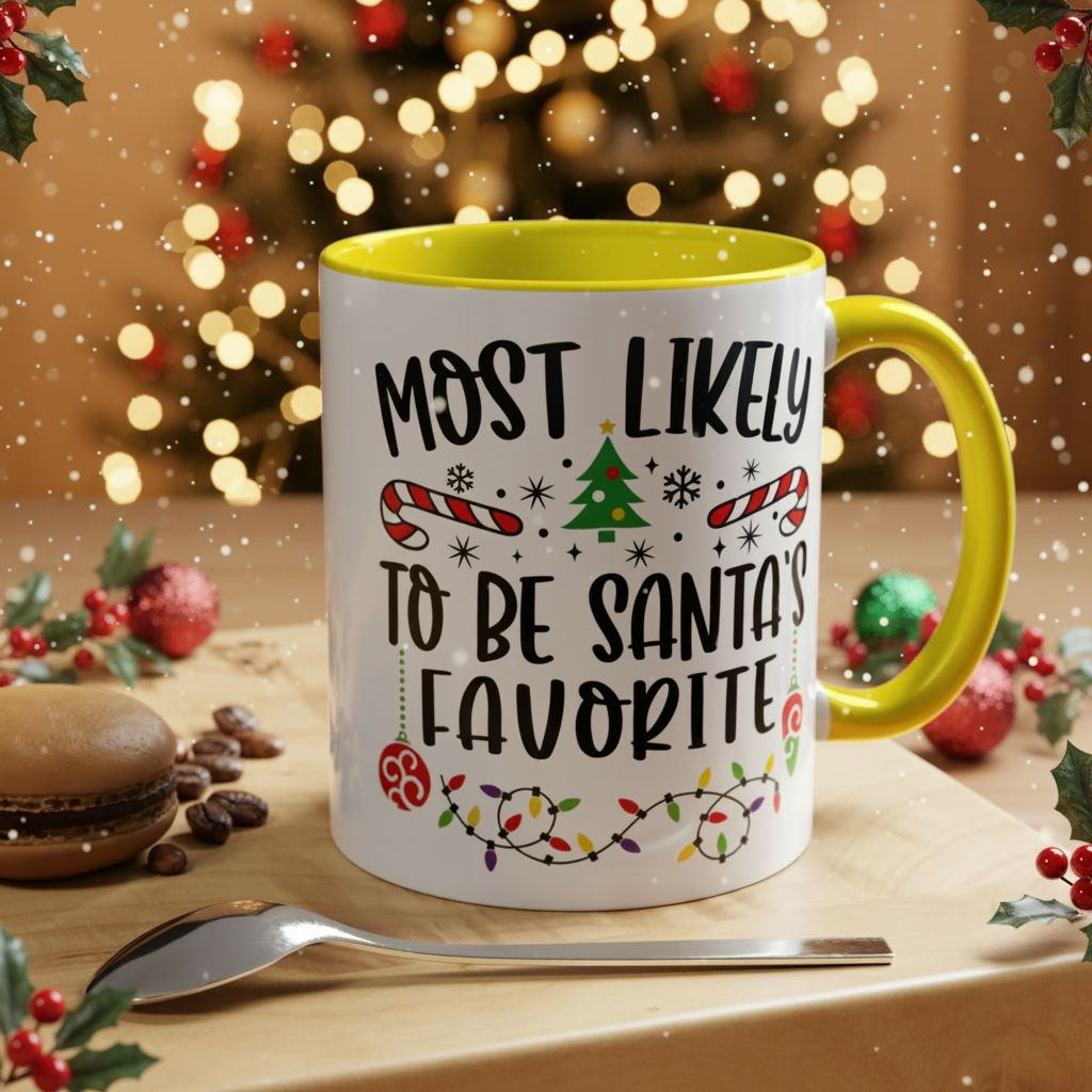 Christmas Coffee Mug, 11oz, "To be Santa's favorite"
