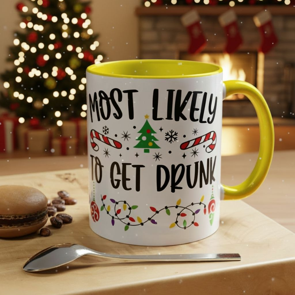 Christmas Coffee Mug, 11oz, "To get drunk"