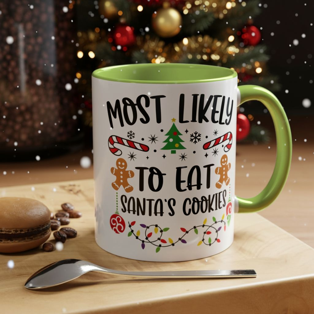 Christmas Coffee Mug, 11oz, "Eat Santa's Cookies"