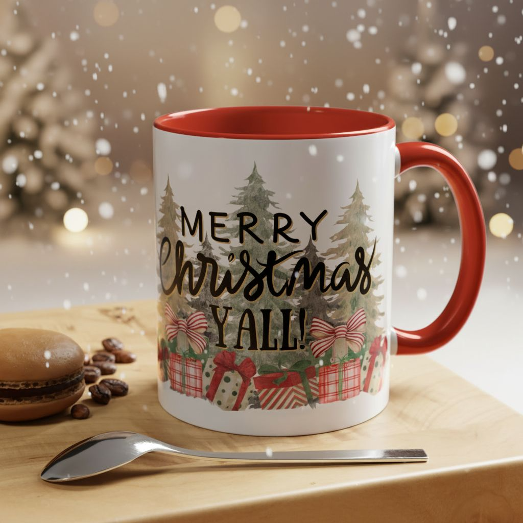 Christmas Coffee Mug, 11oz, "Merry Christmas Yall"