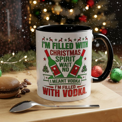 Christmas Coffee Mug, 11oz, "Filled With Vodka"