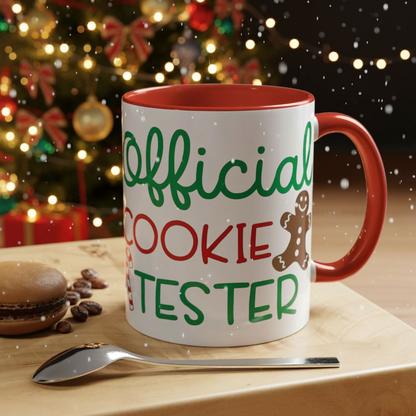 Christmas Coffee Mug, 11oz, "Official Cookie Tester"