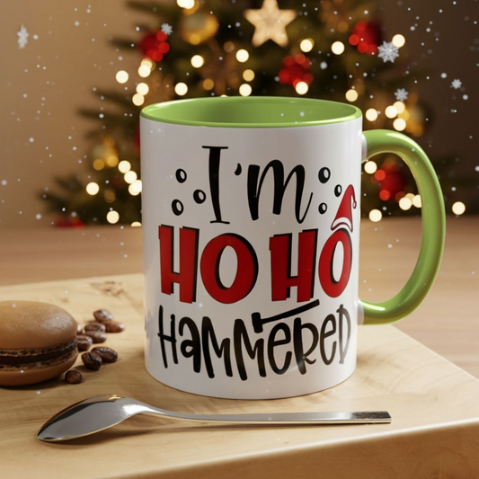 Christmas Coffee Mug, 11oz, "Ho Ho Hammered"
