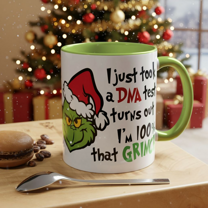 Christmas Coffee Mug, 11oz, "100% Grinch"