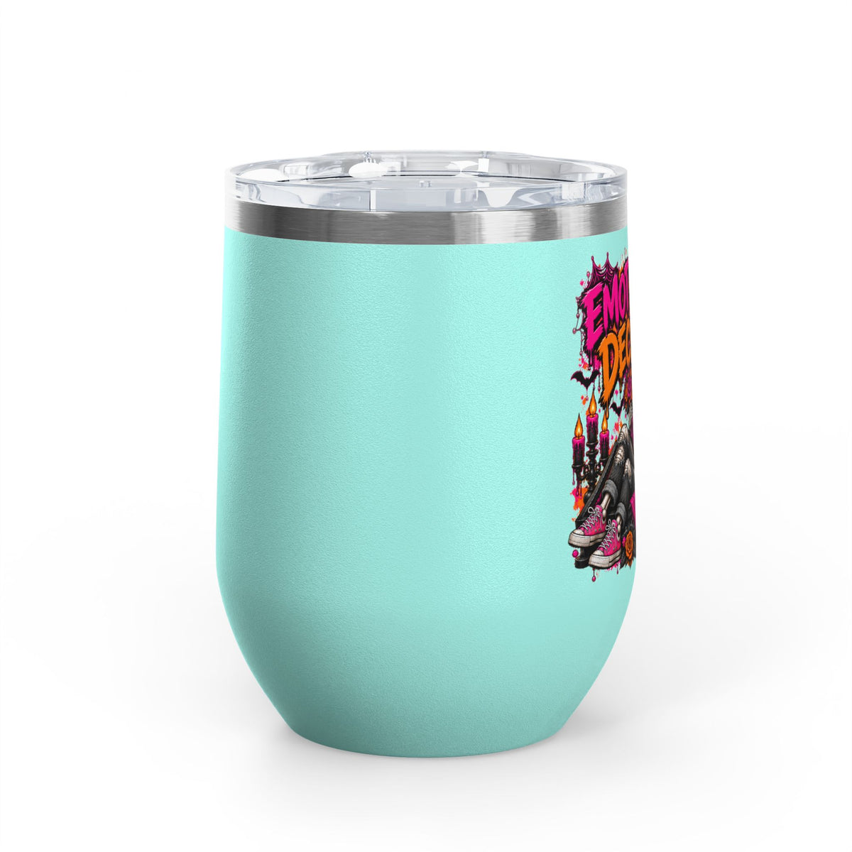 Emotionally Deceased 12oz Wine Tumbler | Dark Humor Gothic Stainless Steel Cup by Subbin4Sanity