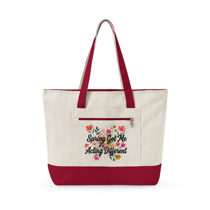 "Sprong Got Me Acting Different" — Zippered Tote Bag