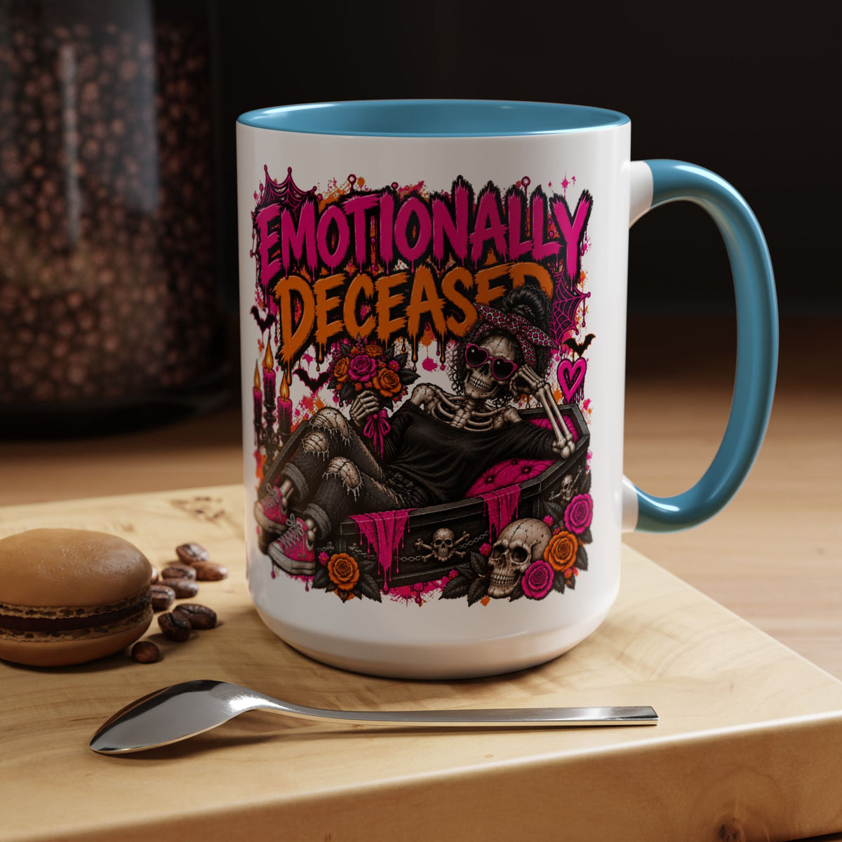 Emotionally Deceased Coffee Mug | Sarcastic Gothic Ceramic Mug by Subbin4Sanity