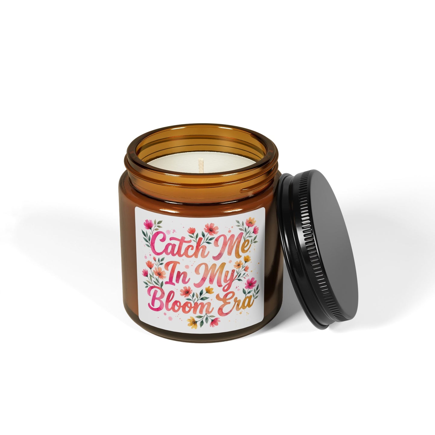 "Catch Me In My Bloom Era" - Scented Amber Jar Soy Candle