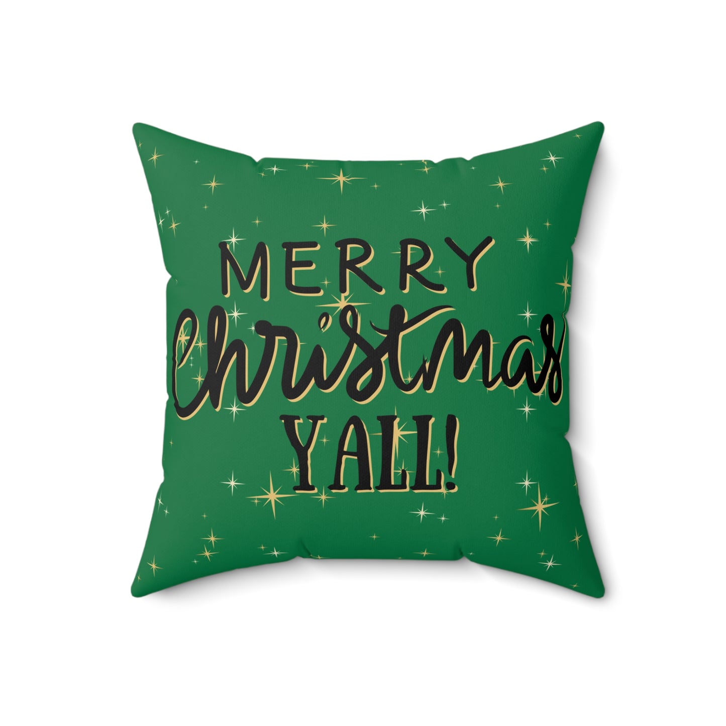 Christmas green Pillowcase & Pillow Insert with star pattern "merry christmas yall"