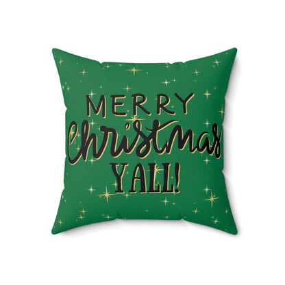 Christmas green Pillowcase & Pillow Insert with star pattern "merry christmas yall"