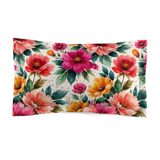 Electric Wildflower Garden Pattern – Splatter Bloom Collection – Decorative Pillowcase Sham