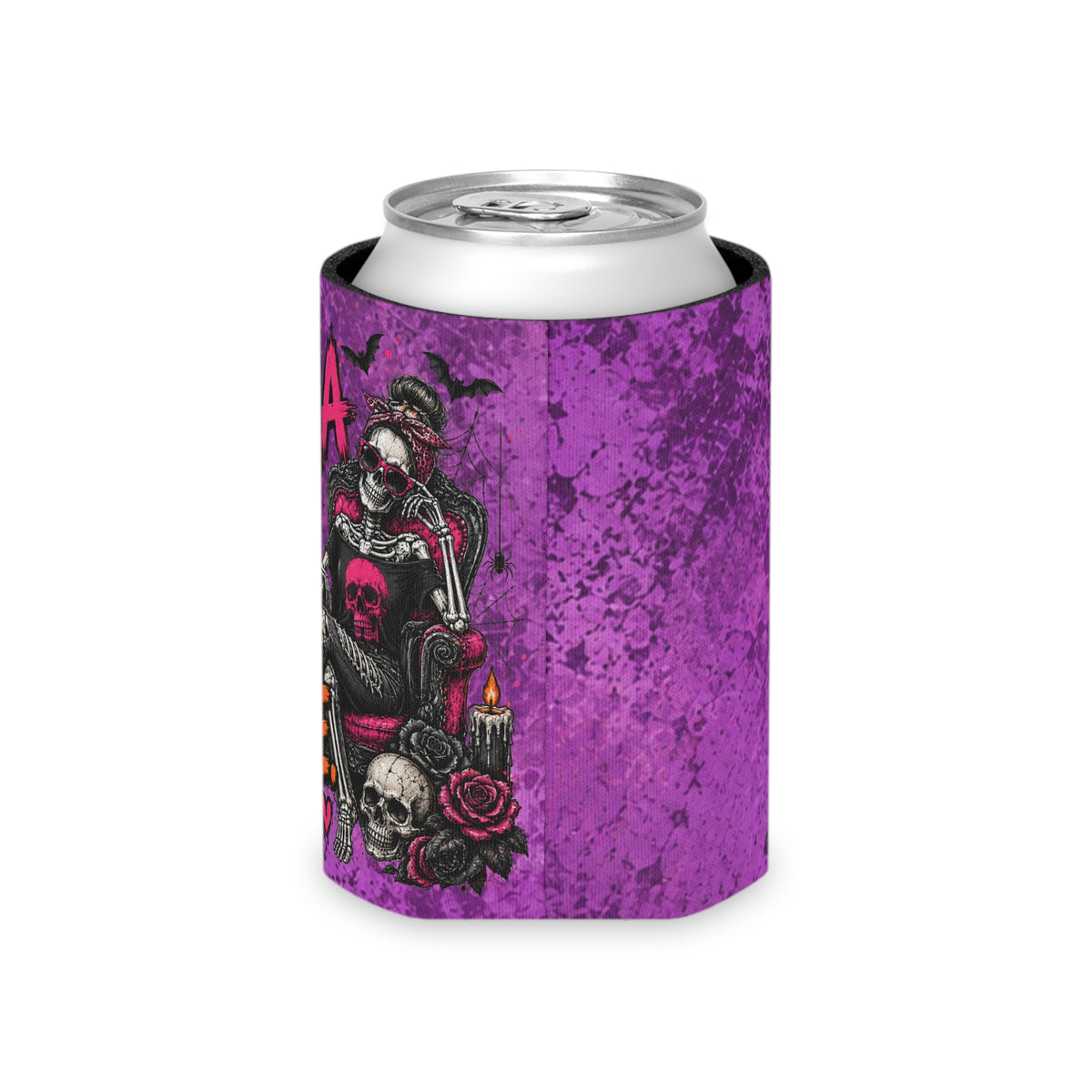 If Karma Needs Help Call Me Foam Grip Koozie | Sassy Skeleton Can Cooler by Subbin4Sanity