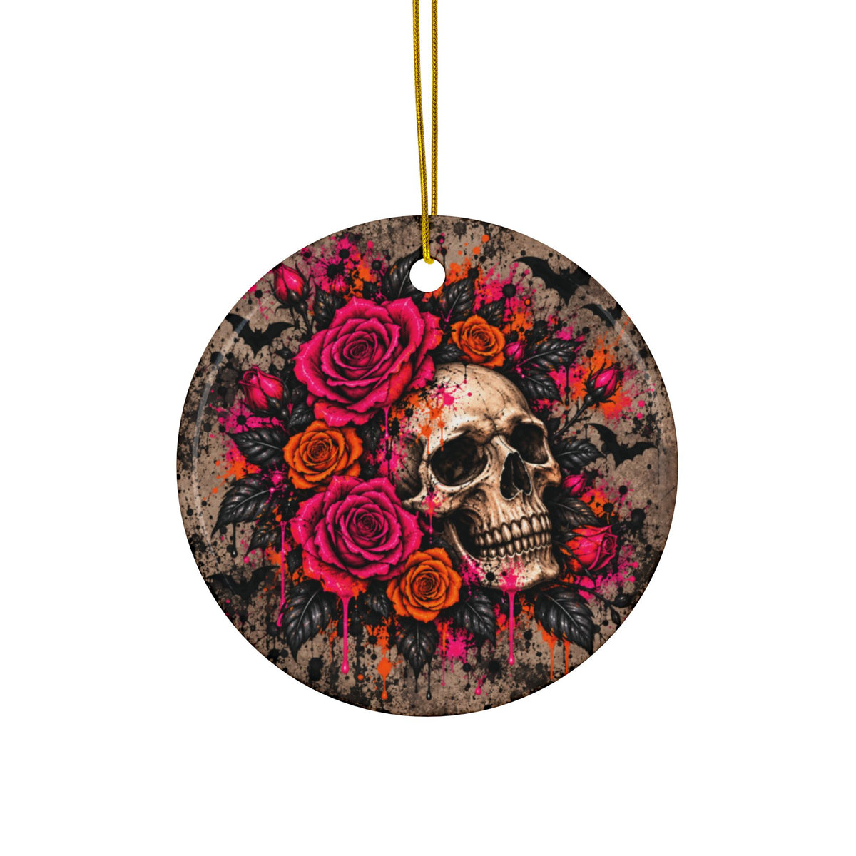 Deadly Blooms Ceramic Ornament | Gothic Halloween Ornament & Holiday Gift Tag by Subbin4Sanity