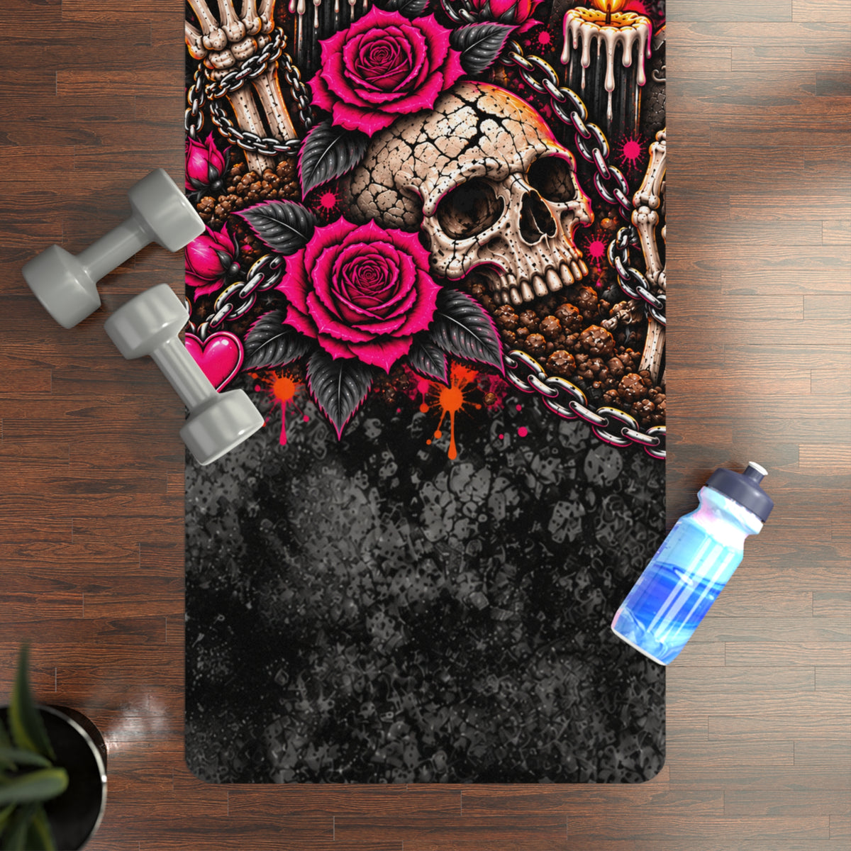 Dirt & Defiance Rubber Yoga Mat | Gothic Skull & Coffin Workout Mat by Subbin4Sanity