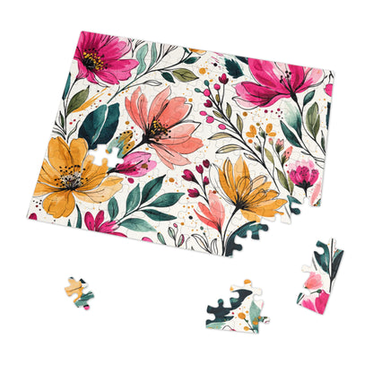 aModern Botanical Wildflower Pattern – Splatter Bloom Collection – Puzzle & Tin Storage Box