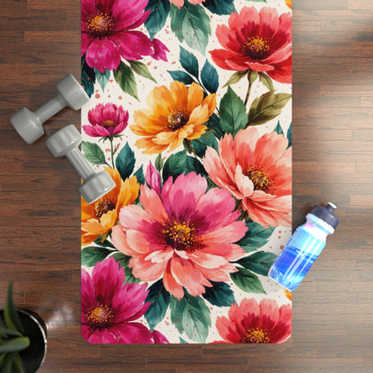 Electric Wildflower Garden Pattern – Splatter Bloom Collection - Rubber Yoga Mat