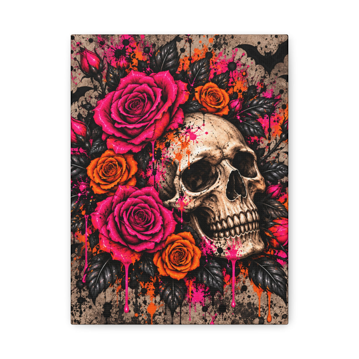 Deadly Blooms Halloween Canvas | Gothic Skull & Rose Wall Art by Subbin4Sanity