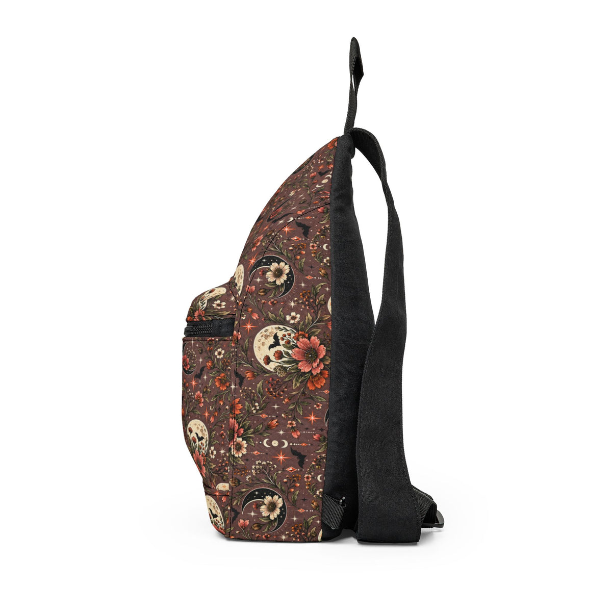 Midnight Wildflowers Crossbody Bag | Boho Halloween Floral Shoulder Bag by Subbin4Sanity