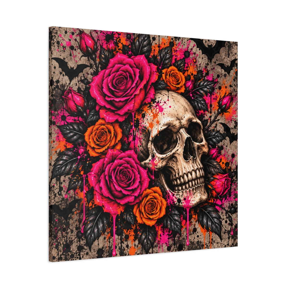 Deadly Blooms Halloween Canvas | Gothic Skull & Rose Wall Art by Subbin4Sanity