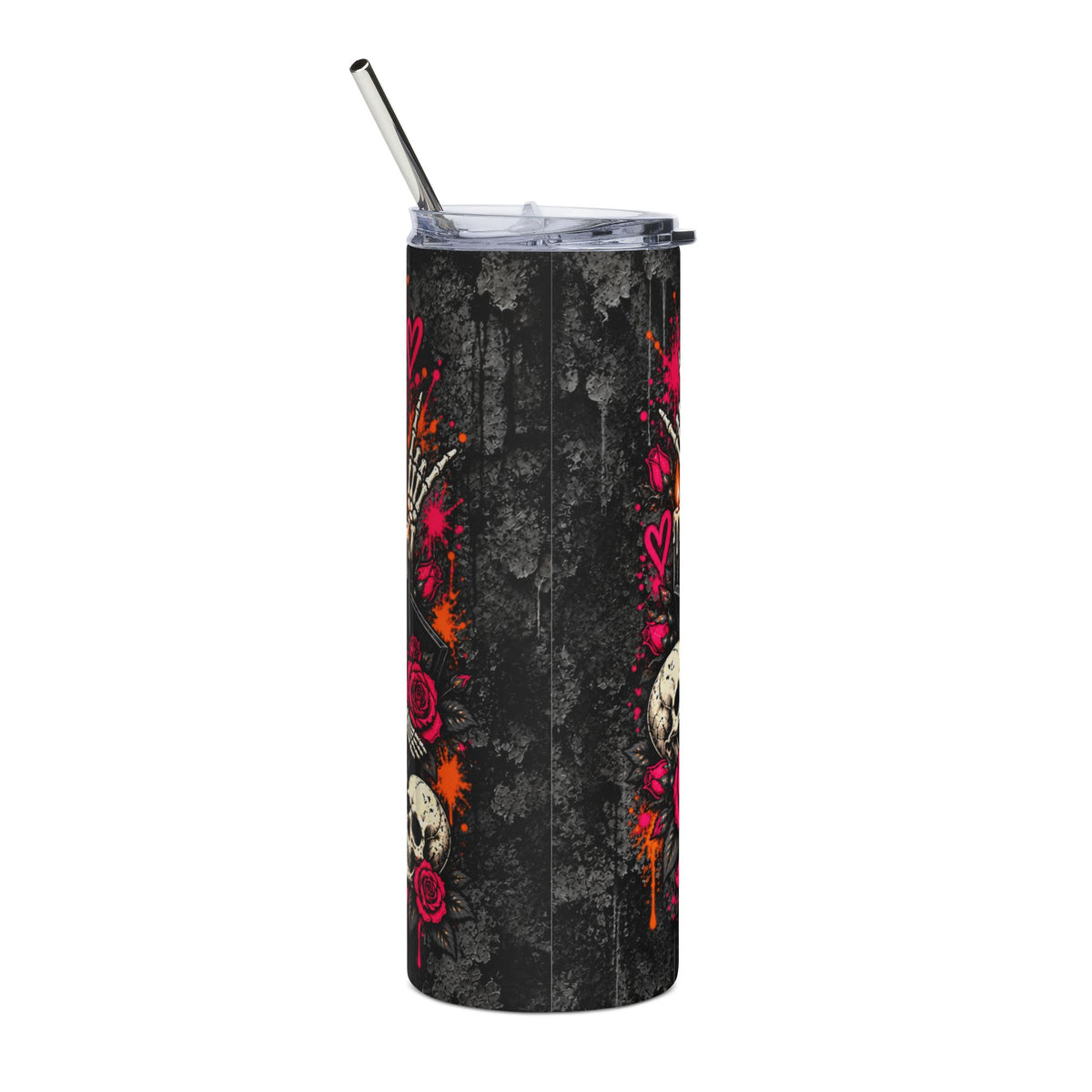 Dirt & Defiance 20oz Stainless Steel Tumbler | Gothic Skeleton Travel Cup by Subbin4Sanity