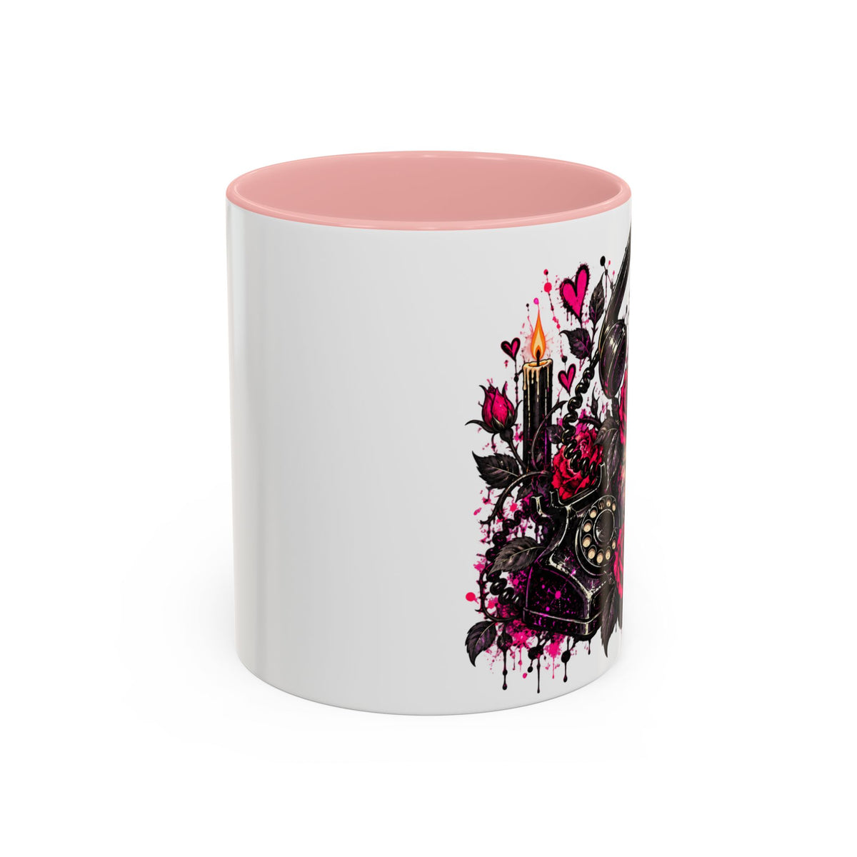 Karma’s Calling Coffee Mug | Gothic Skull & Telephone Ceramic Mug by Subbin4Sanity