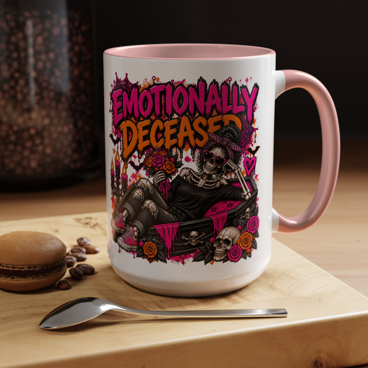 Emotionally Deceased Coffee Mug | Sarcastic Gothic Ceramic Mug by Subbin4Sanity