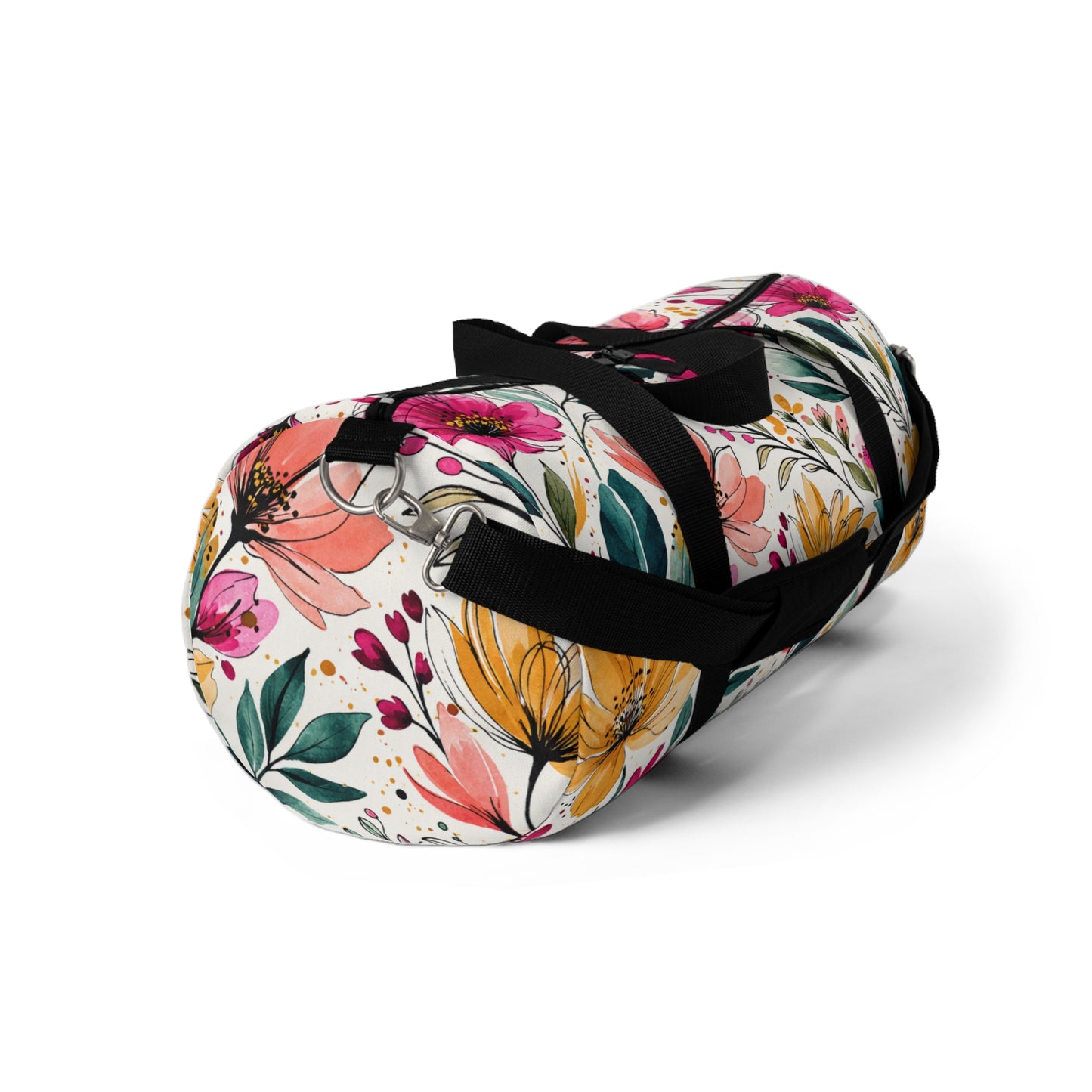 Modern Botanical Wildflower Pattern – Splatter Bloom Collection – Weekend Duffel Travel Bag