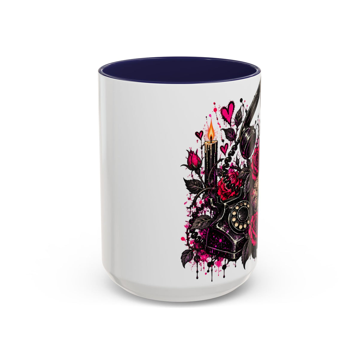 Karma’s Calling Coffee Mug | Gothic Skull & Telephone Ceramic Mug by Subbin4Sanity