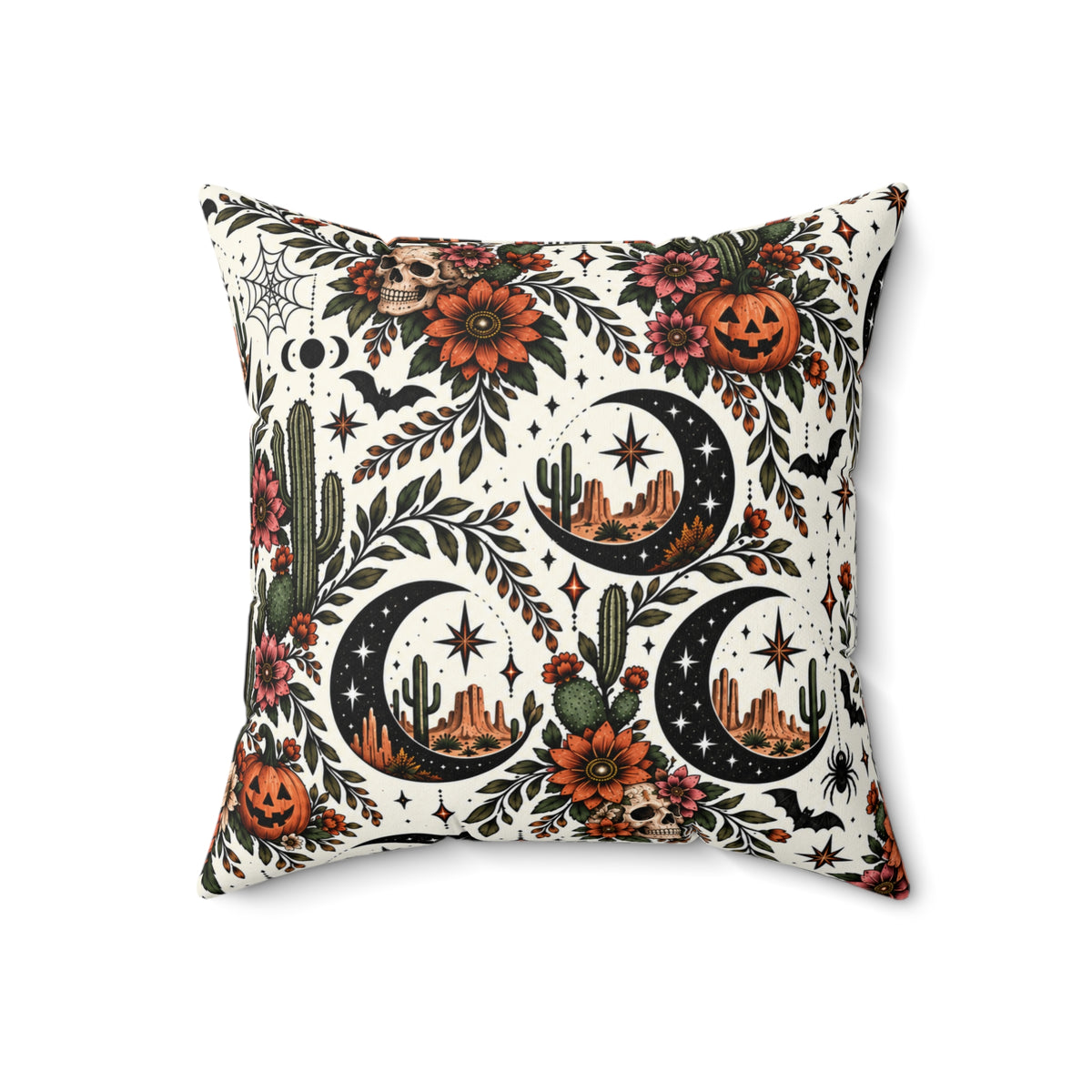 Some Flowers Need Sunlight, I Bloom After Dark + Crescent Blooms Double-Sided Pillowcase & Insert | Boho Halloween Throw Pillow by Subbin4Sanity