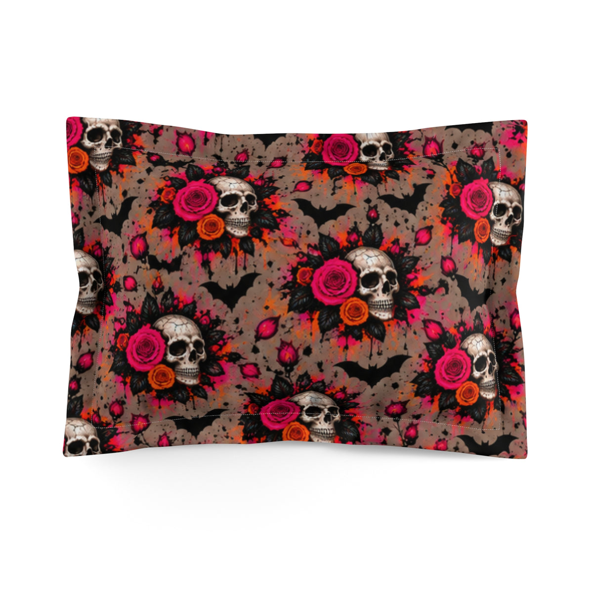 Deadly Blooms Pillow Sham | Gothic Floral Skull Halloween Bedding by Subbin4Sanity
