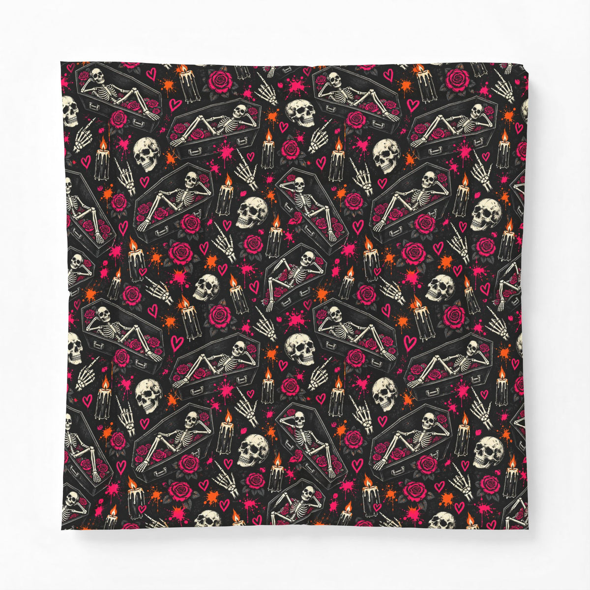 Dead & Unbothered Comforter | Gothic Halloween Bedding with Skeletons, Roses & Tombstones by Subbin4Sanity