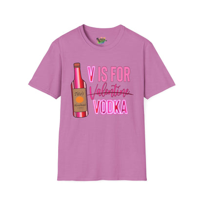 "V Is For Vodka" Valentine T-Shirt – Cute Graphic Tee | Unisex Softstyle Valentine’s Day Shirt