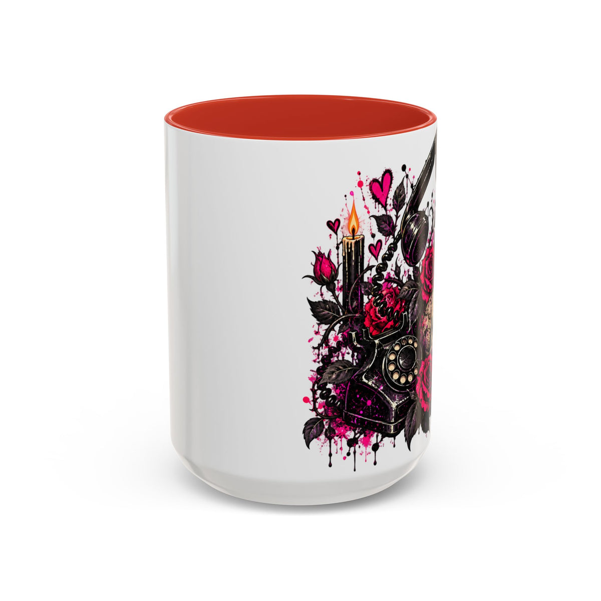 Karma’s Calling Coffee Mug | Gothic Skull & Telephone Ceramic Mug by Subbin4Sanity