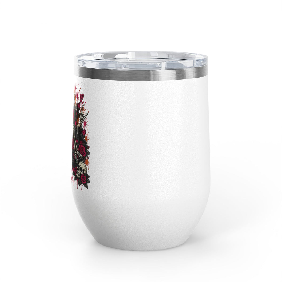 Dead & Unbothered 12oz Wine Tumbler | Gothic Skeleton Stainless Steel Cup by Subbin4Sanity