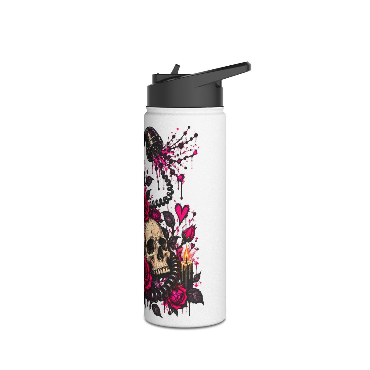 Karma’s Calling Stainless Steel Water Bottle | Gothic Skull & Telephone Insulated Bottle by Subbin4Sanity