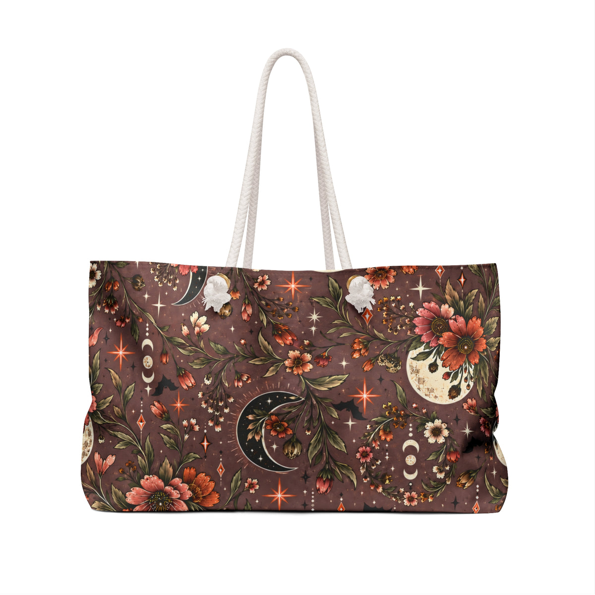 Midnight Wildflowers Weekender Bag | Boho Halloween Floral Travel Tote by Subbin4Sanity