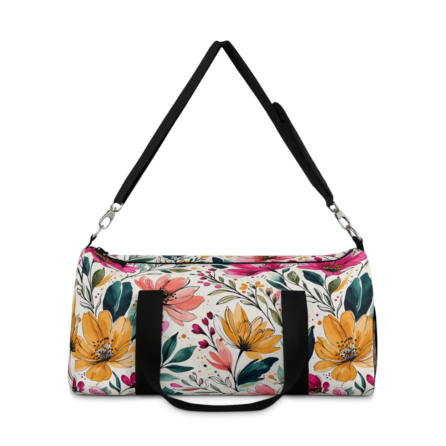 Modern Botanical Wildflower Pattern – Splatter Bloom Collection – Weekend Duffel Travel Bag