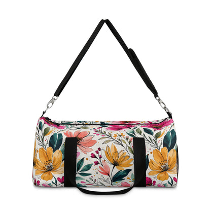 Modern Botanical Wildflower Pattern – Splatter Bloom Collection – Weekend Duffel Travel Bag
