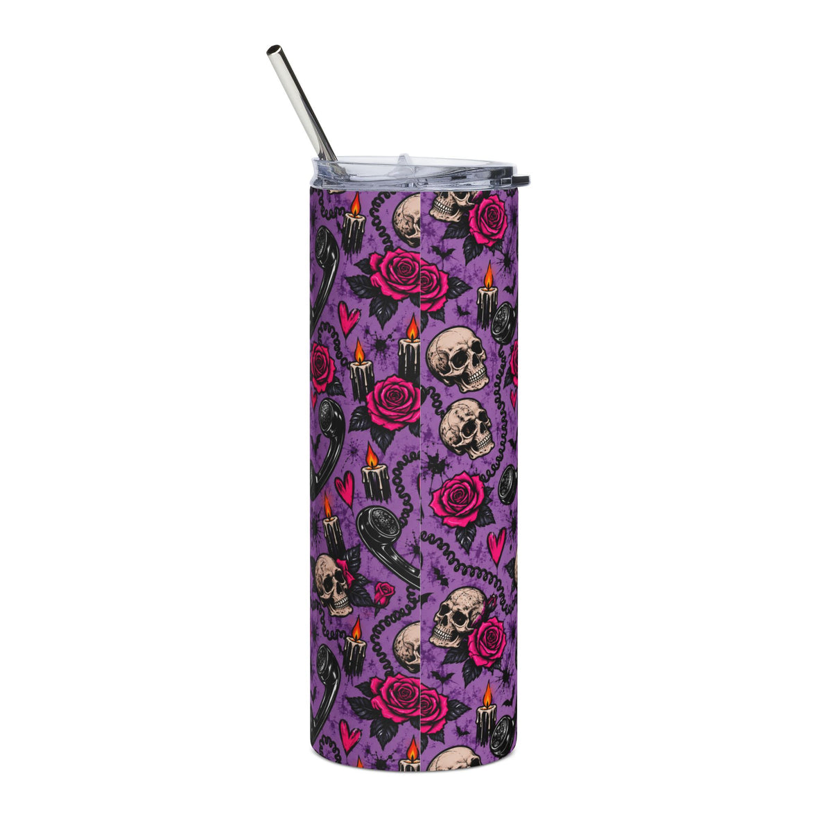 Karma’s Calling 20oz Stainless Steel Tumbler | Gothic Phone & Skull Drinkware by Subbin4Sanity
