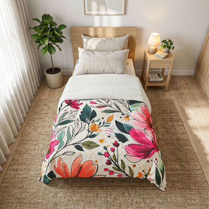 Wildflower Garden Stripe Pattern – Splatter Bloom Collection – Comforter