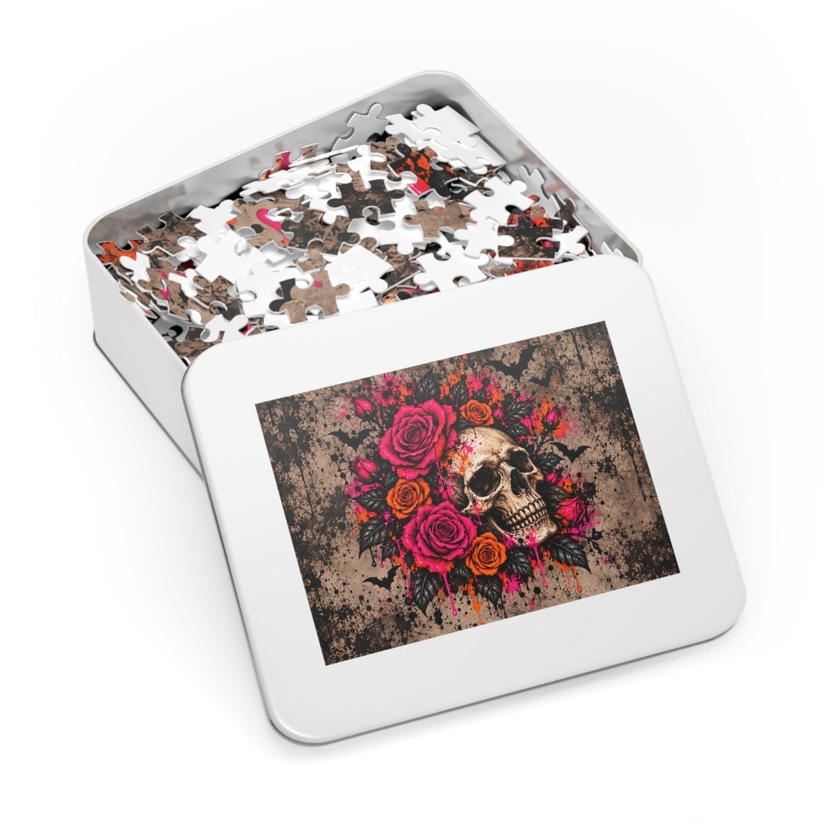 Deadly Blooms Halloween Jigsaw Puzzle | Gothic Floral Skull Puzzle by Subbin4Sanity