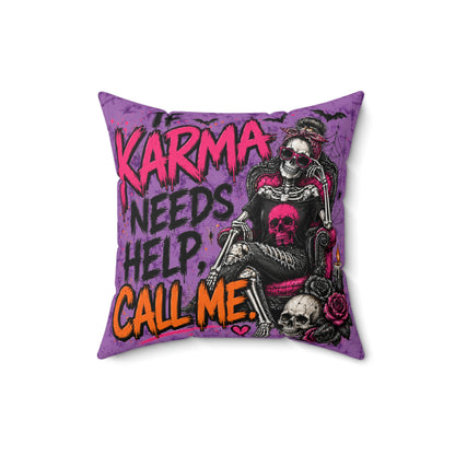 If Karma Needs Help, Call Me + Karma’s Calling Double-Sided Pillowcase & Insert | Gothic Halloween Decor by Subbin4Sanity
