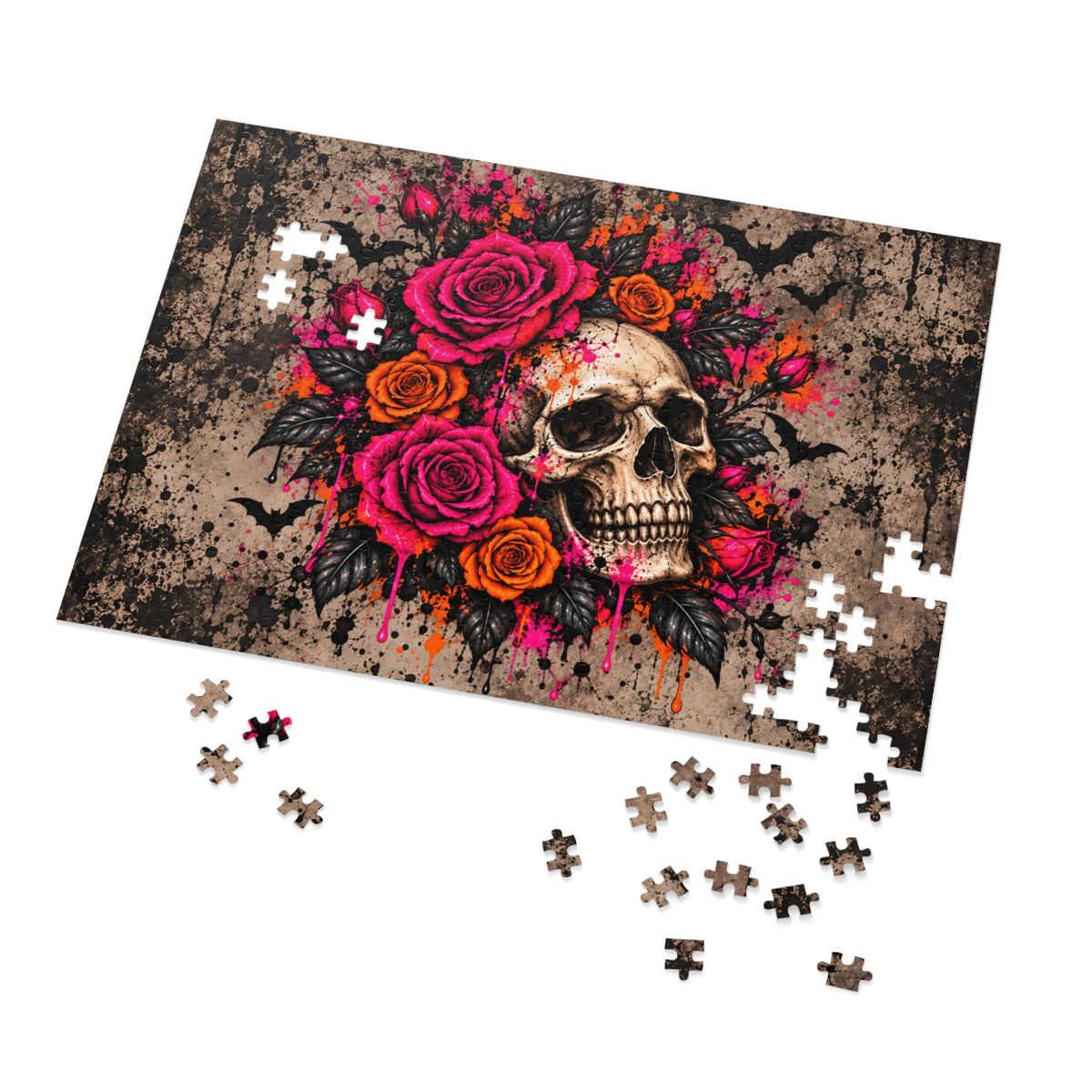 Deadly Blooms Halloween Jigsaw Puzzle | Gothic Floral Skull Puzzle by Subbin4Sanity