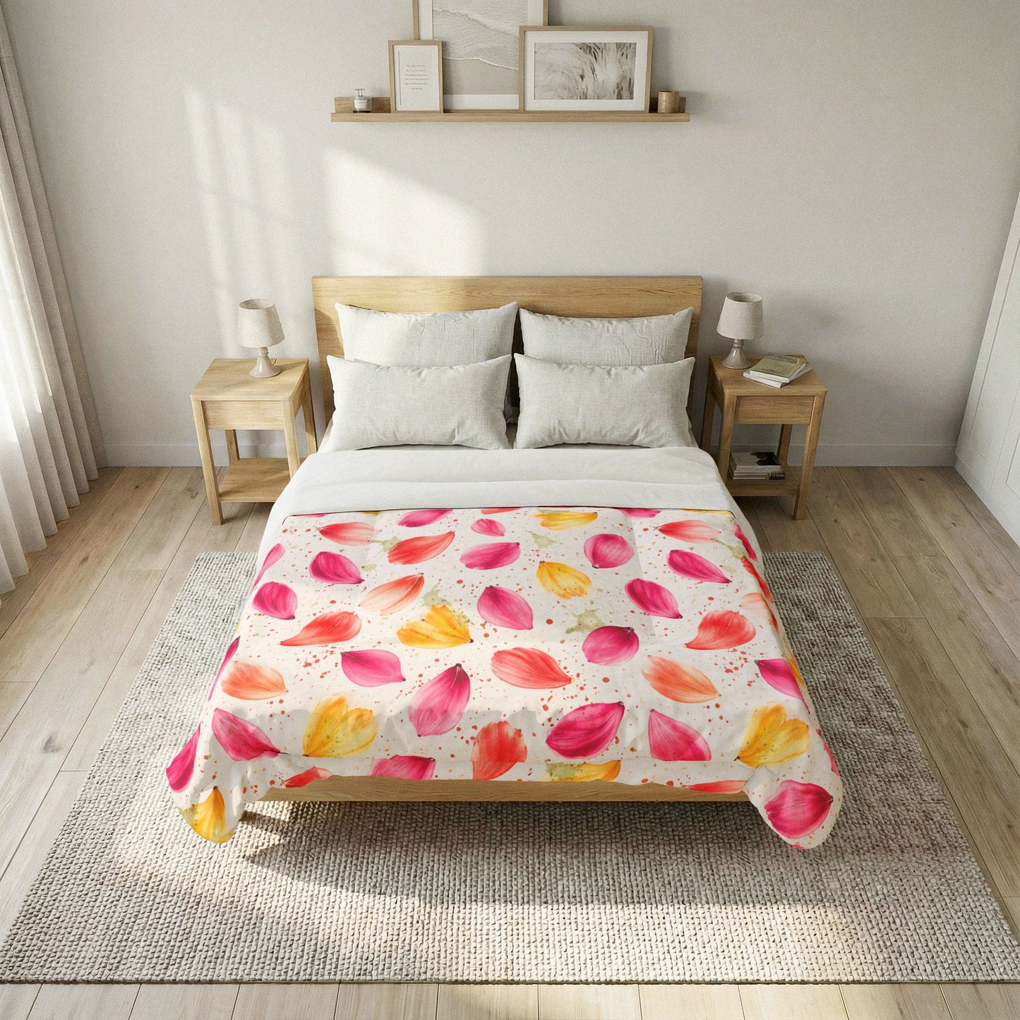 Watercolor Spring Petals Pattern – Splatter Bloom Collection – Comforter