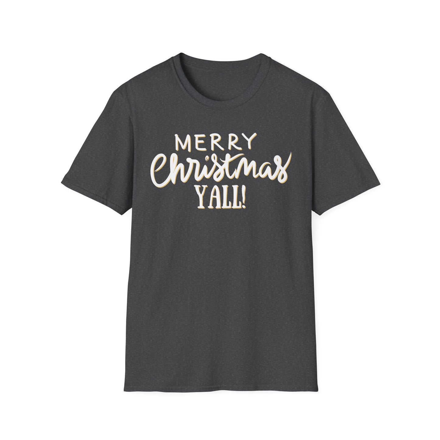 Merry Christmas Y’all Text Graphic T-Shirt | Southern Holiday Tee by Subbin4Sanity