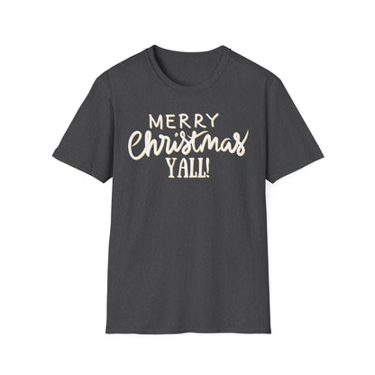 Merry Christmas Y’all Text Graphic T-Shirt | Southern Holiday Tee by Subbin4Sanity